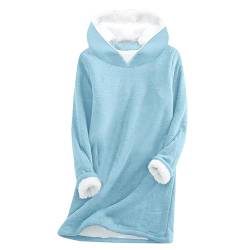Damen Fleece Hoodie Sweatshirt Warm Plüsch Futter Oversized Sweatshirt Pullover Gemütlich Weich Kapuzenpullover Loungewear, A-Sky Blue, 38 von Felcia