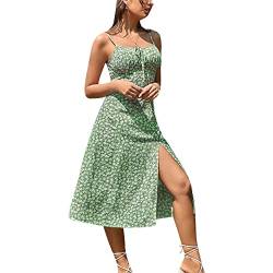 Felcia Damen Spaghettiträger, Midi-Kleider, figurbetont, ärmellos, Bustier, Cami-Kleid, Sommer, A-Linie, Party, Cocktail, Strandkleid, J-green, L von Felcia