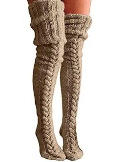 Frauen Lange Stiefelstrumpf Twist Strick über scharfe Socken Einfarbig Winter Warme Leggings Socken von Felcia