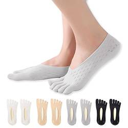 Feliciay 4 Paar Zehensocken Fünf-Finger-No-Show-Socken Atmungsaktive Socken für Frauen Rutschfeste Boot-Low-Cut-Innensocken Unsichtbare Zehengetrennte Socken mit Gellasche (4 Farben) von Feliciay