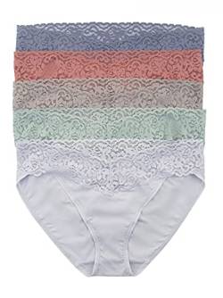 Felina Stretchy Lace Trimmed Bikini Underwear - Sexy Underwear for Women, Bikini Panties, Seamless Panties (5-Pack) (Desert Days, S/M) von Felina