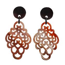 Feliss Damen Boho Ohrringe Ohrstecker hängend afrikanischer Schmuck aus 100% Horn. Große Ohrhänger in braun, kleines Geschenk. Hippie earrings aesthetic von Feliss