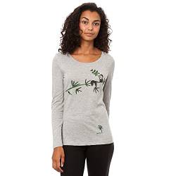 FellHerz Damen Longsleeve Faultier Heather Grey Bio, Fair und Vegan von FellHerz