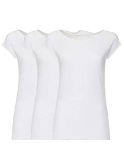 FellHerz Damen T-Shirt 3-er Pack weiß, Bio & Fair aus 100% Bio-Baumwolle und unter fairen Bedingungen hergestellt, nachhaltig, vegan, ökologisch, alternativ, natürlich, White (S) von FellHerz