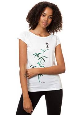 FellHerz Yogamädchen weiß - M - süßes Damen T-Shirt aus 100% Bio-Baumwolle Organic Cotton fair nachhaltig alternativ Bambus Pflanze Baum Mädchen Fee Sport von FellHerz