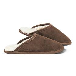 Fellhof Lammfell Hausschuh TRENDY Damen Herren Fell Pantoffeln für Winter & Sommer Hausschuhe aus ECHTEM Lammfell Naturprodukt atmungsaktiv (38/39 Chocolate) von Fellhof