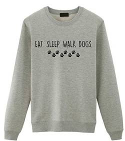 Fellow Friends - Dog Walker Gift, Dog Walk Sweater, Eat Sleep Walk Dogs Sweatshirt Mens Womens Gift Large Grey von Fellow Friends