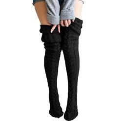 Fencelly Winter Knit Over Knee Socken, Frauen Mädchen Oberschenkel High Over Knee Strümpfe Geflochten Strick Lange Socken den Alltag von Fencelly