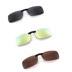 3 Stück Sonnenbrille zum Anklipsen, Myopie Sonnenbrille Polarisierte Clip, Polarisierte Gläser Sonnenbrille Clip, Polarisiert Clip Auf Sonnenbrillen, für Im Freien, Fahren, Angeln, Radfahren von Fengguock