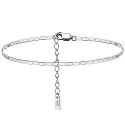 Fashion Fußkette Silber, Klassische Fusskettchen Silber 925 Damen, Flexibel Verstellbar Fußkette, Wasserfeste Fußkettchen für Damen, Fussketten für Frauen Silber, Schmuck für Frauen und Mädchen von Fengguock