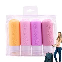 Toilettenartikel Reiseflasche, 4-teiliges Set aus auslaufsicheren, nachfüllbaren Silikon-Kosmetikspenderflaschen, Tragbare Toilettenartikelflaschen für Duschgel, Gesichtswaschmittel, Spülung, Fenhua von Fenhua