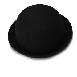 Fenical Frauen Wollfilz Mädchen Rollup-Krempe Wolle Dome Hut Bowler Winter Fedora Cap Cloche Cap(Black) von Fenical