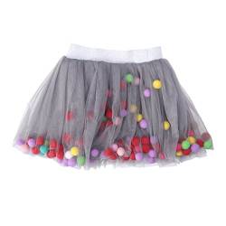 Fenical Mädchen Tutu Rock Kleid mit Pom Pom Balls für Kinder Baby Geburtstag Party - Größe M (Grau) von Fenical