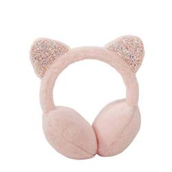 Fenical Niedliche Tier Ohrenschützer Plüsch Katzenohren Outdoor Winter wärmer Ohrenschützer Ohrenwärmer Stirnband für Mädchen Frauen (pink) von Fenical