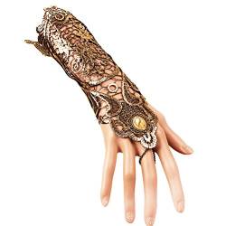 Fenical Spitze Lange Spitze Gloves mit Ring für Halloween Hochzeit Gloves Party Kostüme (Golden) von Fenical