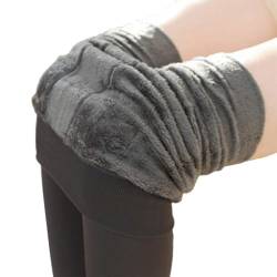 Fenical Winter warme Fleece gefütterte Leggings Socken warme thermische Leggings Dicke Schwarze Leggings Boden für Frauen Mädchen 200g (grau) von Fenical