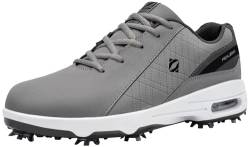 Fenlern Herren Golfschuhe Anti-Rutsch-Leichte Outdoor Golfschuh mit Spikes für Männer Golf Training (Grau Weiß, 42.5) von Fenlern