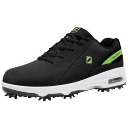 Fenlern Herren Golfschuhe Anti-Rutsch-Leichte Outdoor Golfschuh mit Spikes für Männer Golf Training (Schwarz Grün, 41) von Fenlern