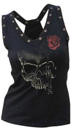 Fensajomon Totenkopf-Shirts für Damen, Tank-Top, ärmellos, Workout, Sommer, bedruckt, lockeres Lauf-T-Shirt, Weste, 2, Groß von Fensajomon