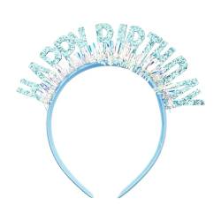 Fenteer Alles Gute zum Geburtstag-Stirnband, Geburtstagskrone mit Glitzer, Haarreifen, Geburtstags-Tiara, alles Gute zum Geburtstag-Haarband für Party, Blau von Fenteer