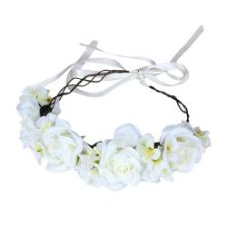 Fenteer Blumenkrone Blumen-Frauen-Mädchen-Stirnband-Blumen-Kopfschmuck-Braut-Halo-Foto-Requisite-Hochzeitsfest-Festival-Stirnband, Beige von Fenteer