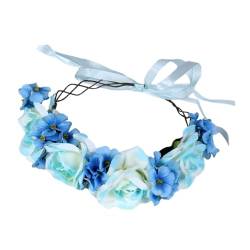 Fenteer Blumenkrone Blumen-Frauen-Mädchen-Stirnband-Blumen-Kopfschmuck-Braut-Halo-Foto-Requisite-Hochzeitsfest-Festival-Stirnband, Blau von Fenteer