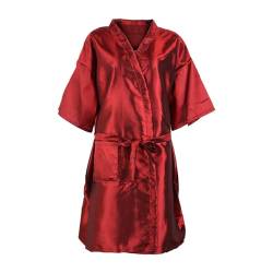 Fenteer Frauen Robe Kimono Roben Langlebig V Ausschnitt Komfortable Haarschnitt Cape Friseursalon Kittel Capes für SPA Cosmetology Beauty Center, Rot von Fenteer