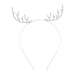 Fenteer Geweih Stirnband Weihnachten Strass Stirnbänder Haarband Glitzer Haarband Haarreifen für Festival Erwachsene Kinder Party, Silber von Fenteer