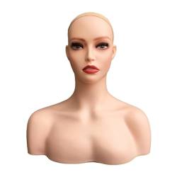 Weiblicher Mannequin-Kopf, kahlköpfiger Manikin-Kopf, weibliche Kosmetologie-Kopfständer, Display-Modellkopf, Stil E von Fenteer