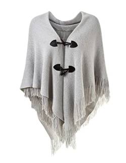 Ferand Damen Poncho Locker sitzender Cape Schal mit offener Vorderseite für Herbst und Winter - One Size - Grau von Ferand