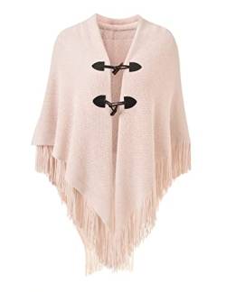 Ferand Damen Poncho Locker sitzender Cape Schal mit offener Vorderseite für Herbst und Winter - One Size - Rosa von Ferand