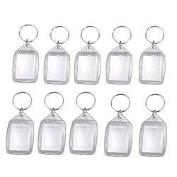 Ferleiss 10 x Schlüsselanhänger aus transparentem Acryl-Kunststoff, , für Passfotos, Schlüsselanhänger, farblos von Ferleiss
