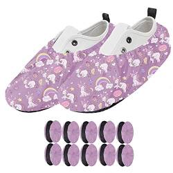 Ferocity 5 Paar Mehrweg Schuhüberzieher EU 25-30 für Kinder Wasserabweisend Überschuhe Rutschfester Waschbarer Schuhschützer Unisex Jungen Mädchen aus Polyester mit Motiv Pink Unicorn x5 [142] von Ferocity