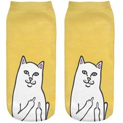 Ferocity Lustige Socken Sneaker Halbsocken Strümpfe Sportsocken Füßlinge mit Motiv 3D Fak Cat 2 [001] von Ferocity