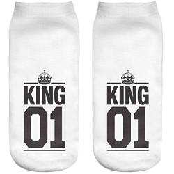 Ferocity Lustige Socken Sneaker Halbsocken Strümpfe Sportsocken Füßlinge mit Motiv 3D King 01 [001] von Ferocity