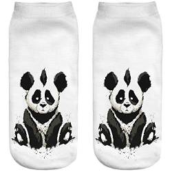 Ferocity Lustige Socken Sneaker Halbsocken Strümpfe Sportsocken für Frauen EU 34-36 Füßlinge mit Motiv 3D Panda [001] von Ferocity