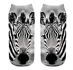 Ferocity Lustige Socken1 Paar Sneaker Halbsocken Strümpfe Sportsocken Füßlinge mit Motiv 3D, Zebra, EU 36-40 Damen [001] von Ferocity