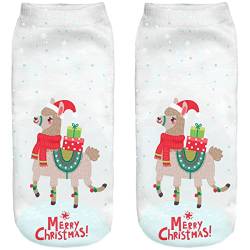 Ferocity Weihnachten Lustige Socken Sneaker Halbsocken Strümpfe Sportsocken Füßlinge mit Motiv 3D Lama [001] von Ferocity