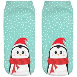 Ferocity Weihnachten Lustige Socken Sneaker Halbsocken Strümpfe Sportsocken Füßlinge mit Motiv 3D Pinguin 2 [001] von Ferocity