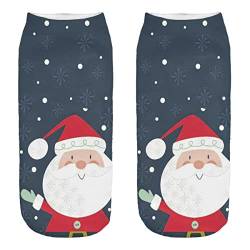 Ferocity Weihnachten Lustige Socken Sneaker Halbsocken Strümpfe Sportsocken für Frauen EU 34-36 Füßlinge mit Motiv 3D Weihnachtsmann [001] von Ferocity