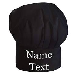 Personalisierte Kochmütze Für Frauen und Männer Schwarz Kochhaube mit Ihrem Wunschtext Klettverschluss Schwarz [108] von Ferocity