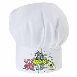 Personalisierte Kochmütze Für Kinder Jungen und Mädchen Weiß Kochhaube mit Ihrem Wunschtext/Grafik Klettverschluss Creatures [099] von Ferocity