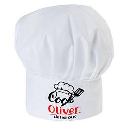 Personalisierte Kochmütze Für Kinder Jungen und Mädchen Weiß Kochhaube mit Ihrem Wunschtext/Grafik Klettverschluss Küchenchef mit Namen [099] von Ferocity