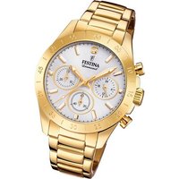 Festina Chronograph Festina Edelstahl Damen Uhr, Damenuhr Edelstahlarmband gold, rund, mittel (ca. 39mm) von Festina