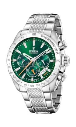 Festina Herren-Chronograph (44,5 mm) mit grünem Zifferblatt und Edelstahlarmband F20668/3 von Festina