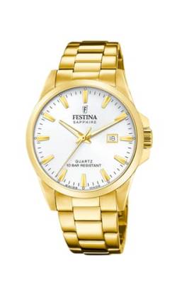 Festina Herrenuhr F20044/2 Swiss Made Uhrengehäuse aus Edelstahl 316L, goldfarben, Armband aus Edelstahl 316L, goldfarben, silber von Festina