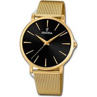 Festina Quarzuhr Festina Edelstahl Damen Uhr, Damenuhr Edelstahlarmband gold, rund, mittel (ca. 38mm) von Festina