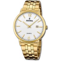 Festina Quarzuhr Festina Edelstahl Elegant Herren Uhr, Herrenuhr Edelstahlarmband gold, rund, groß (ca. 40,5mm) von Festina