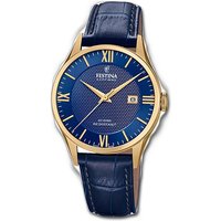 Festina Quarzuhr Festina Leder Herren Uhr, Herrenuhr Lederarmband blau, rund, groß (ca. 40mm) von Festina