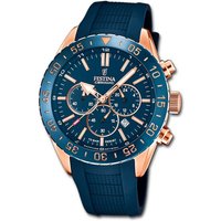 Festina Quarzuhr Festina Silikon Sport Herren Uhr, Herrenuhr Silikonarmband blau, rund, groß (ca. 44mm) von Festina